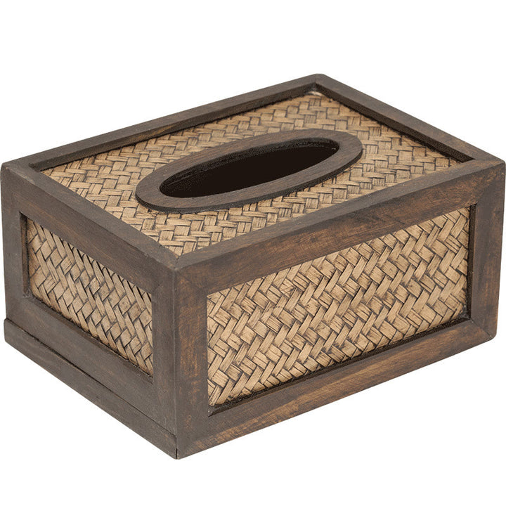 Scatola per fazzoletti in legno intrecciato di bambù fatta a mano Porta fazzoletti in legno Scatole per salviette Decorazione
