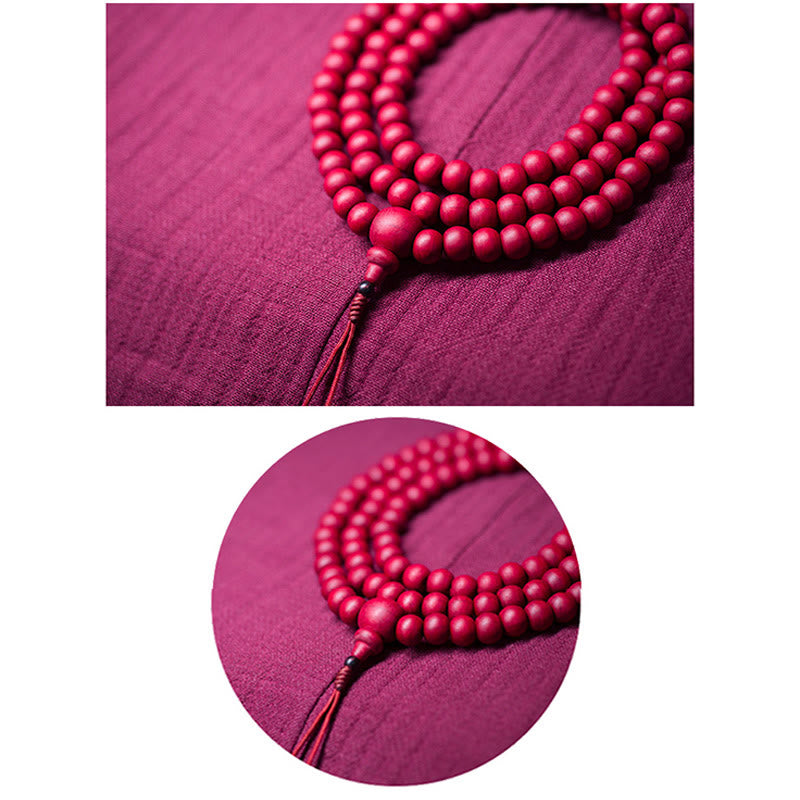 Buddha Stones 108 Mala Beads Natural Abelia Biflora Braccialetto di protezione in legno