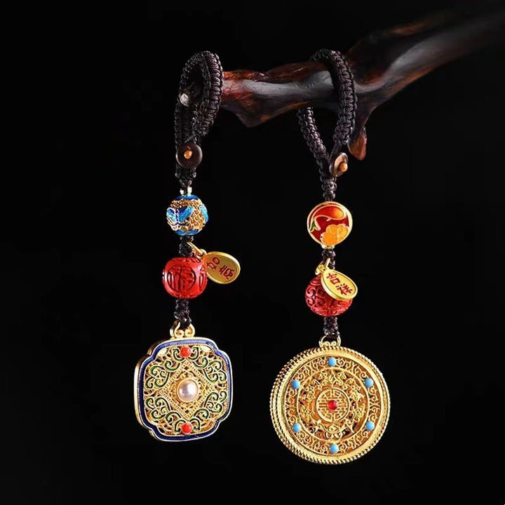 Portachiavi con ciondolo a forma Buddha Stones Fu Character Blessing Ruyi
