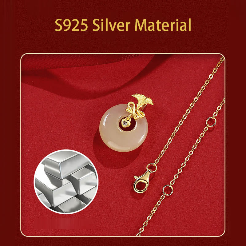 Buddha Stones 925 Sterling Silver Natural Hetian Jade Garofano Fiore Prosperità Collana Pendente