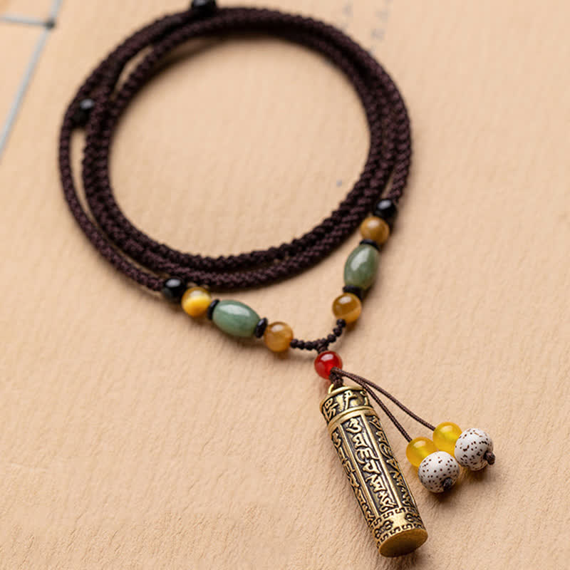 Buddhastoneshop Tibet Om Mani Padme Hum Agata Shurangama Sutra Collana con pendente di protezione - image 15
