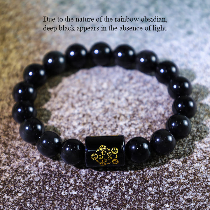 Bracciale Buddha Stones Natural Rainbow Obsidian Positive Transformation