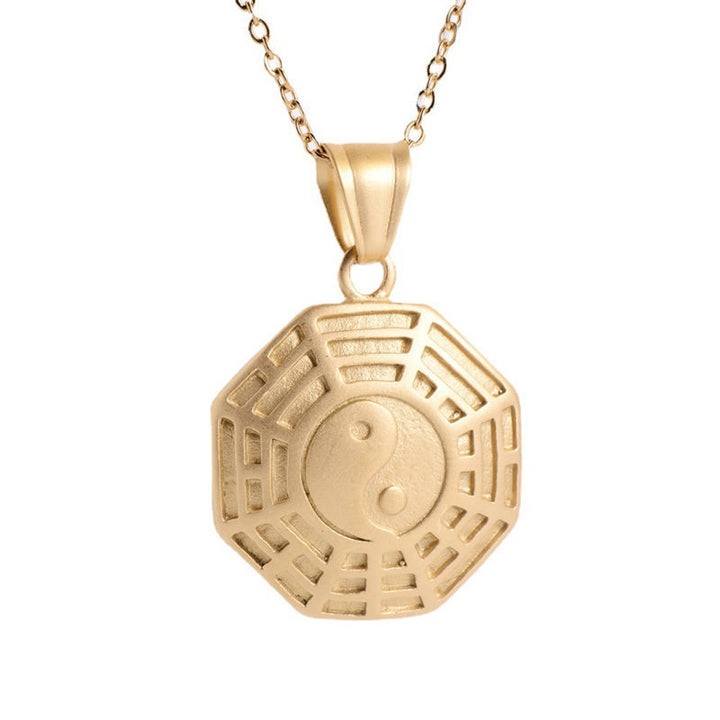 Collana con ciondolo a catena in acciaio al titanio e bilancia Bagua Yin Yang - image 7