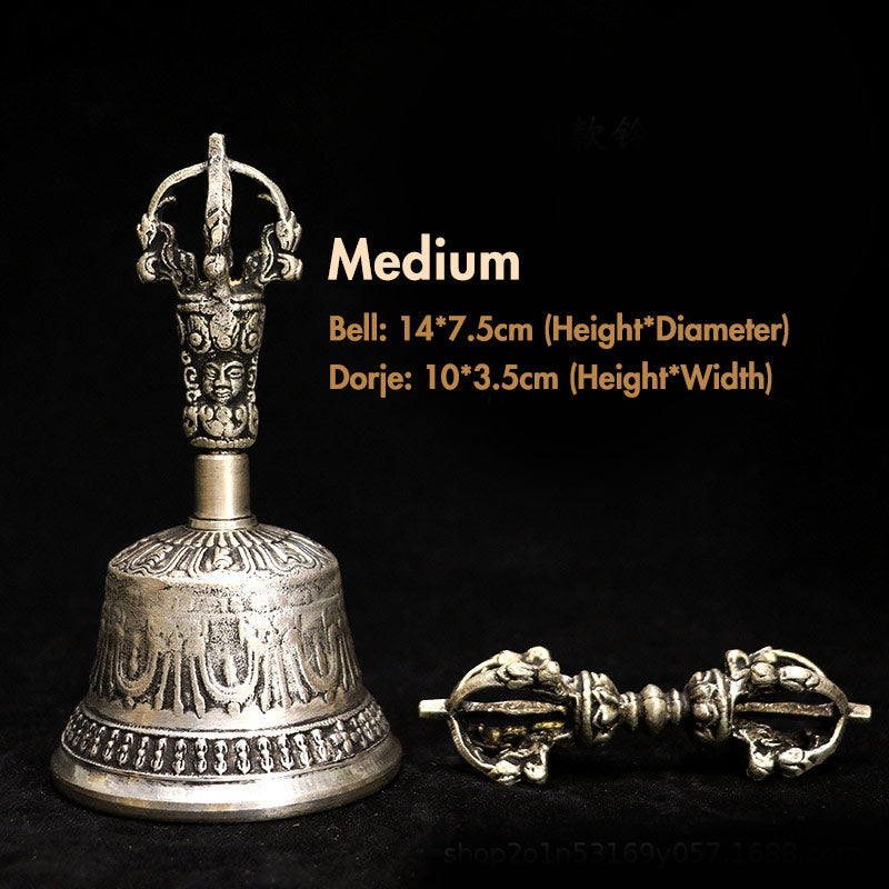 Set di campane per meditazione tibetane Buddha Stones e decorazioni in rame Vajra Dorje - Argento - Medio - image 5