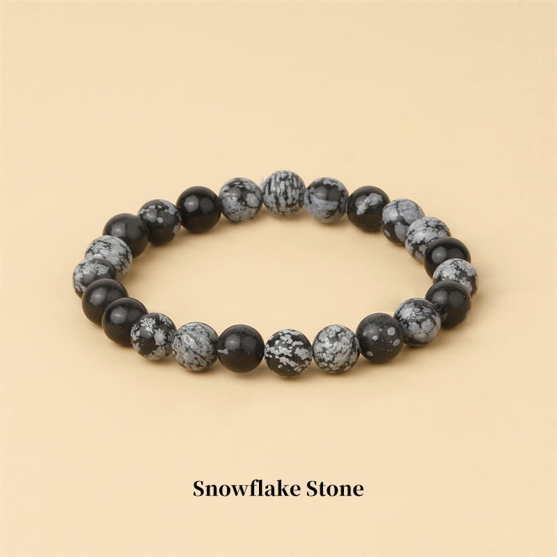 Braccialetto di perle curative in quarzo naturale Buddha Stones - 8 millimetri - Pietra fiocco di neve - image 66