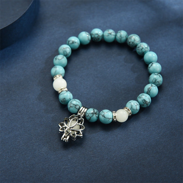 Braccialetto di protezione con perline luminose in pietra luminosa turchese tibetano Buddha Stones