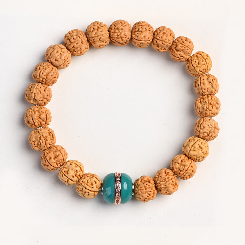 Buddha Stones Tibet Rudraksha Bodhi Seme Ricchezza Auspicio Bracciale - Perlina di vetro Liuli - image 28
