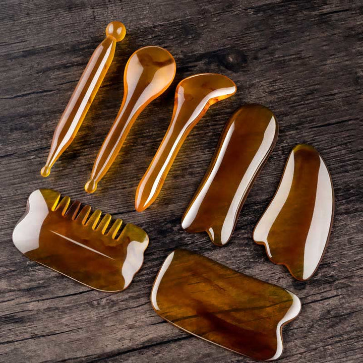 Set di pettini per massaggio completo del corpo e del viso Gua Sha in resina