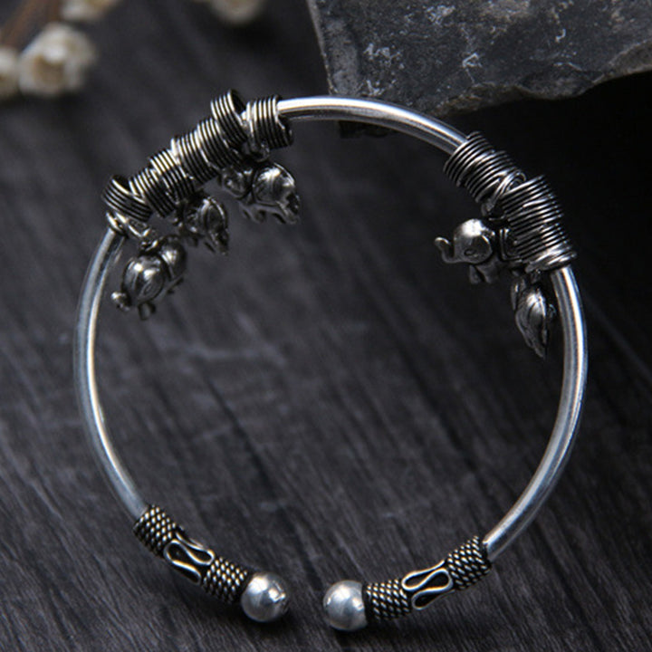 Bracciale Buddha Stones 925 Sterling Silver Elephant Strength Braccialetto
