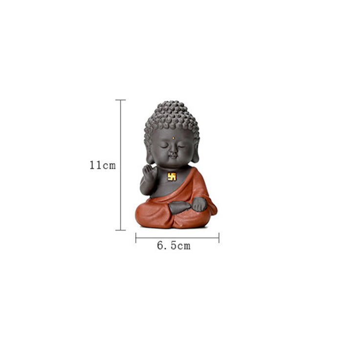 Buddha Stones Piccolo Buddha Serenity Argilla Viola Decorazione della scrivania di casa