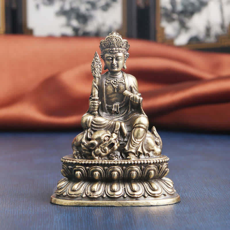 Buddha Stones Manjusri Bodhisattva Serenità Statua in rame Decorazione - image 2