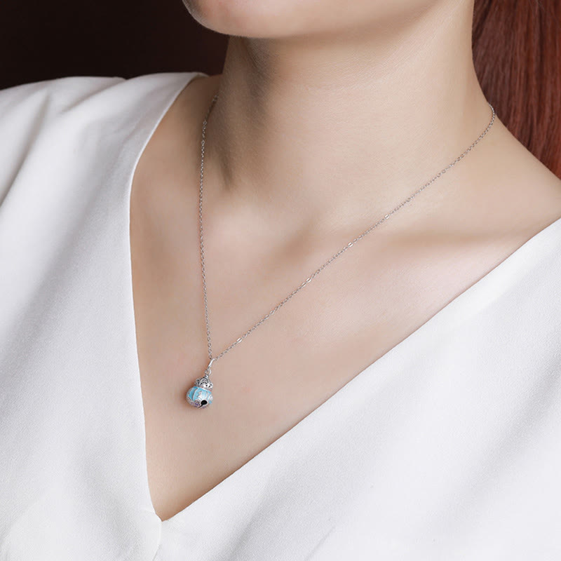 Collana con ciondolo della saggezza con design a zucca inciso in argento sterling 999 Om Mani Padme Hum Buddha Stones - image 5