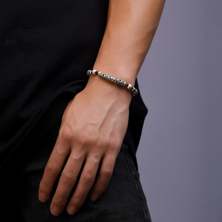 Braccialetto di corda di ricchezza con nuvola di buon auspicio in argento sterling 999 fatto a mano in rame Buddha Stones in Tibet