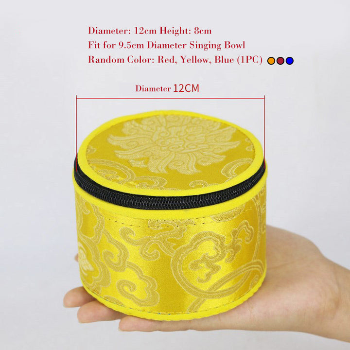 Borsa portaoggetti per ciotola tibetana Buddha Stones con chiusura a cerniera e decorazione