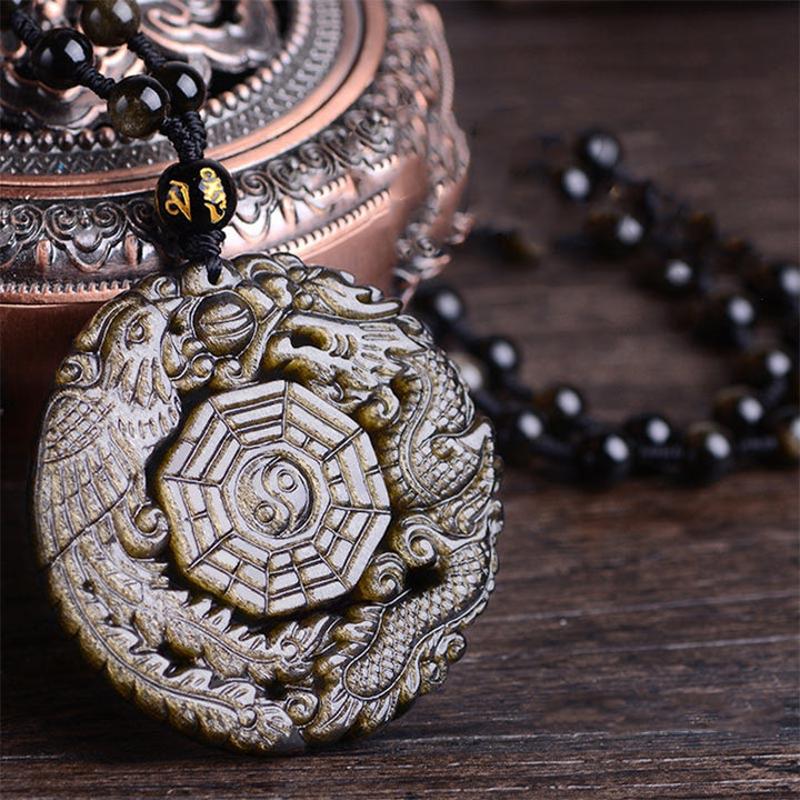 Collana con ciondolo di energia curativa in ossidiana dorata Buddha Stones