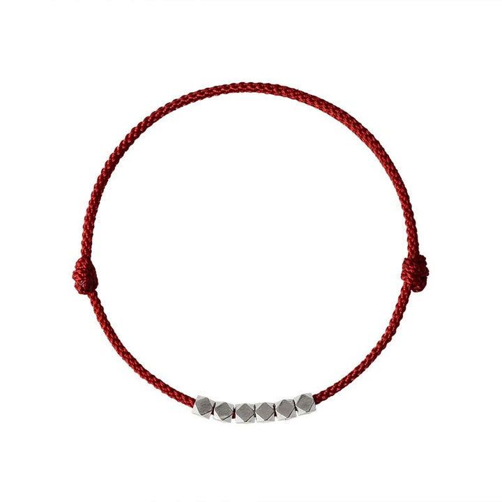 Braccialetto alla caviglia con treccia in corda rossa in argento sterling 925 Buddha Stones