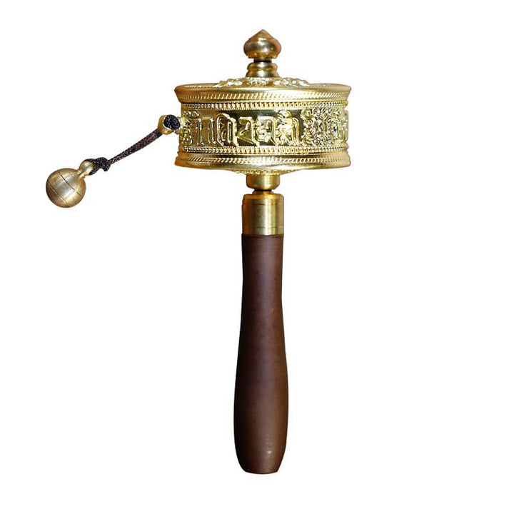 Ruota di preghiera tibetana Sei parole vere Decorazione curativa in legno di sandalo