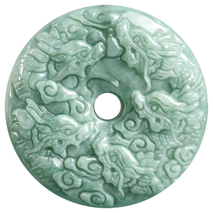 Buddha Stones Anno del Drago Giada Naturale Nove Draghi Fibbia della Pace Collana di Protezione Pendente