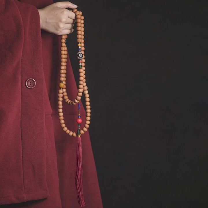 Buddha Stones 108 Mala Beads Bodhi Seed Dzi Bead Peace Tassel Bracciale