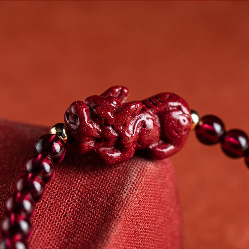 Braccialetto di corda calma con benedizione PiXiu , Buddha Stones, cinabro