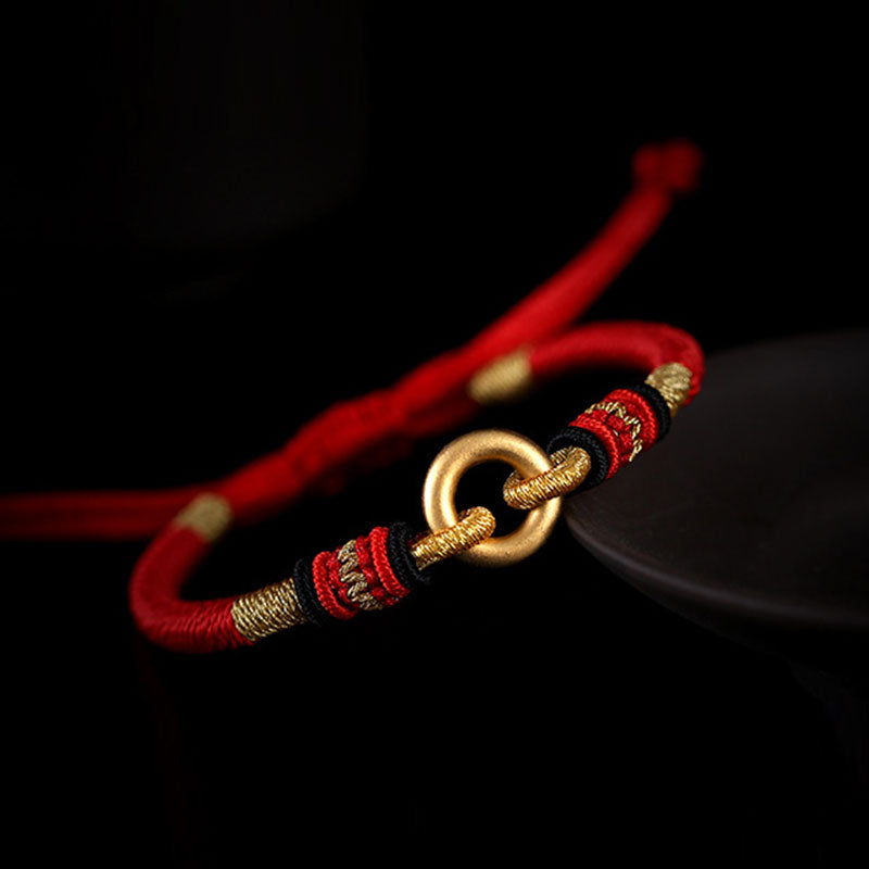 Braccialetto di coppia con corda rossa portafortuna FengShui Buddha Stones