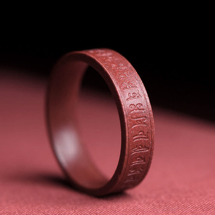 Anello di benedizione Buddha Stones Cinnabar Om Mani Padme Hum Nuvole di buon auspicio - Om Mani Padme Hum - 22 mm - image 6