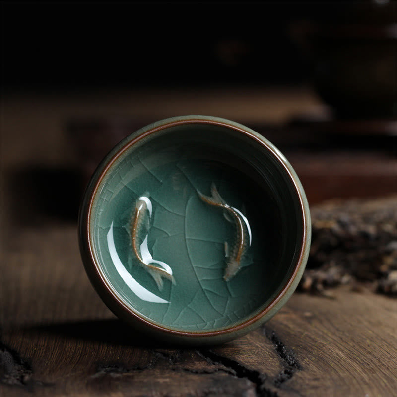 Buddha Stones Koi Fish colorato Tazza da tè in ceramica Kung Fu Tazza da tè Ciotola