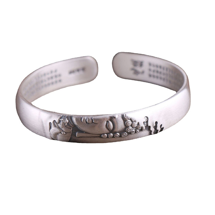 Braccialetto Buddha Stones 999 Sterling Silver Buddha Head Heart Sutra Serenity