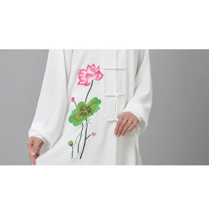 Buddha Stones Fiore di Loto Foglia Modello Tai Chi Meditazione Preghiera Spirituale Zen Pratica Abbigliamento Set da Donna - image 18