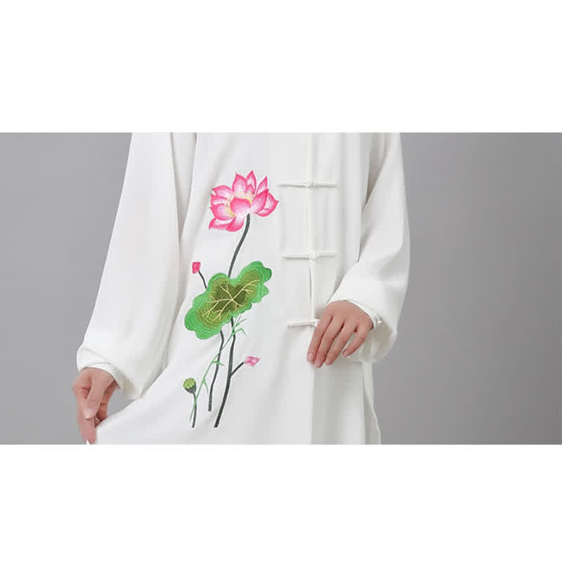 Buddha Stones Fiore di Loto Foglia Modello Tai Chi Meditazione Preghiera Spirituale Zen Pratica Abbigliamento Set da Donna - image 17