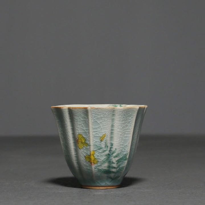Buddha Stones Nespolo giapponese Corniolo Biancospino Morning Glory Tazza da tè in ceramica Tazza da tè Kung Fu