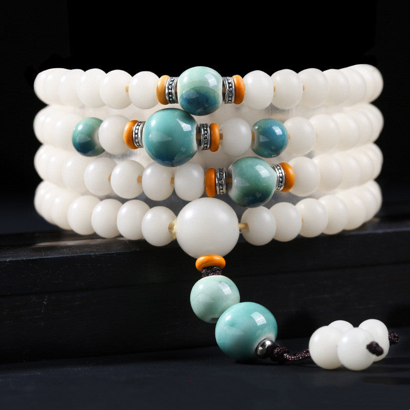 Buddha Stones Braccialetto con ciondolo di benedizione del loto con perline di Bodhi - Semi di Bodhi e perline verdi - 10*8mm - image 8