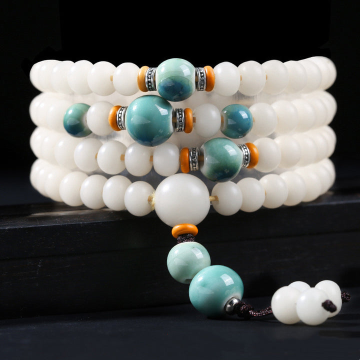 Buddha Stones Braccialetto con ciondolo di benedizione del loto con perline di Bodhi - Semi di Bodhi e perline verdi - 10*8mm - image 8