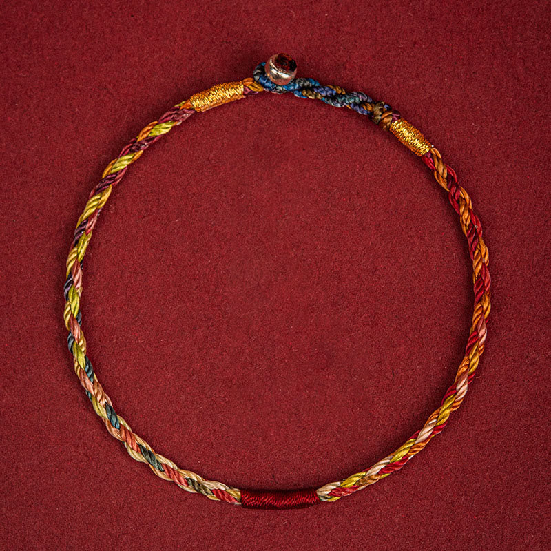 Braccialetto fatto a mano Buddha Stones con filo a cinque colori, per coppie di bambini e adulti