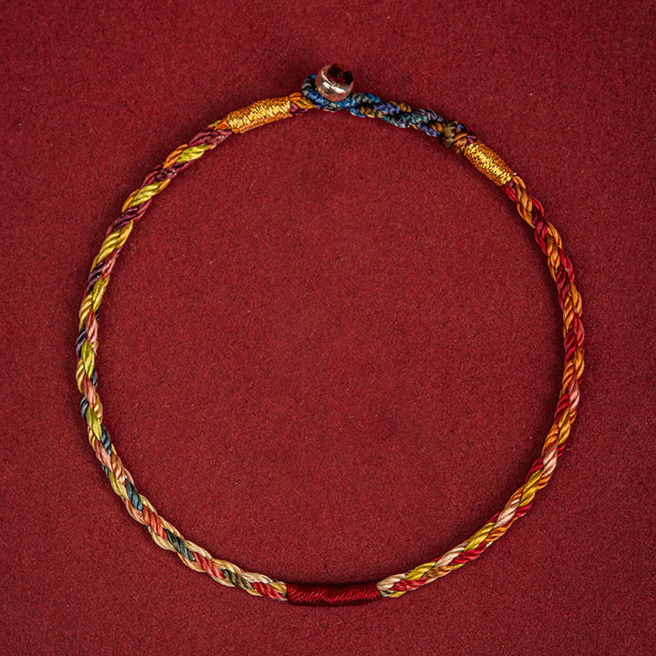 Braccialetto fatto a mano Buddha Stones con filo a cinque colori, per coppie di bambini e adulti