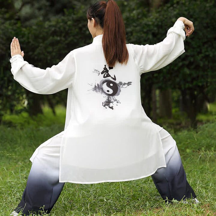 Buddha Stones 3 pezzi Yin Yang Albero Tai Chi Spirituale Zen Pratica Meditazione Preghiera Uniforme Unisex Abbigliamento Set