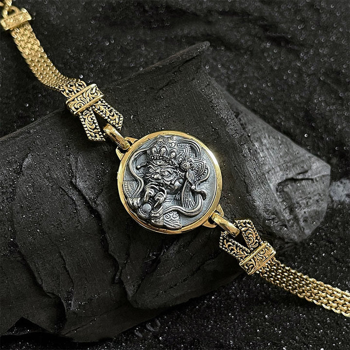 Braccialetto di protezione della benedizione della dea della ricchezza in argento sterling 925 tibetano Buddha Stones Zakiram