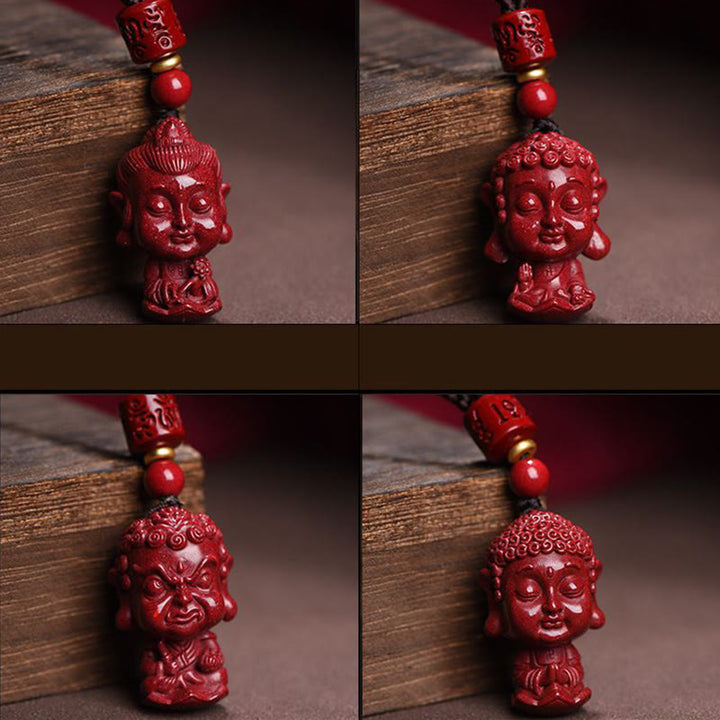 Buddha Stones Zodiaco cinese Buddha natale Cinabro naturale Amuleto Tieni lontani gli spiriti maligni Collana pendente