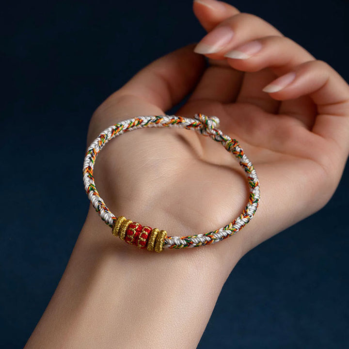 Buddha Stones Tibet Fatto a mano Zodiaco cinese Buddha natale Fortuna Forza Braccialetto di corda intrecciata