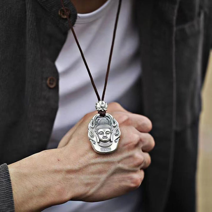 Buddha Stones Zodiaco cinese Buddha natale Om Mani Padme Hum Loto Compassione Collana pendente - image 5