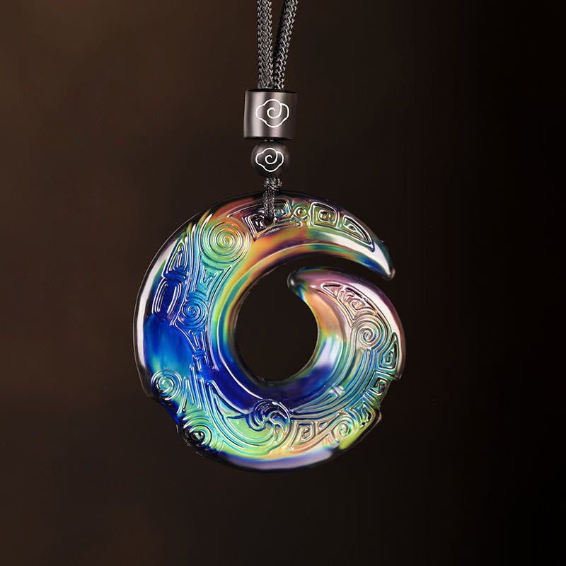 Il cambio di colore della propria fortuna migliora il design del modello della collana con ciondolo in cristallo Liuli - Ciondolo che cambia colore + corda con nuvola di buon auspicio - image 0