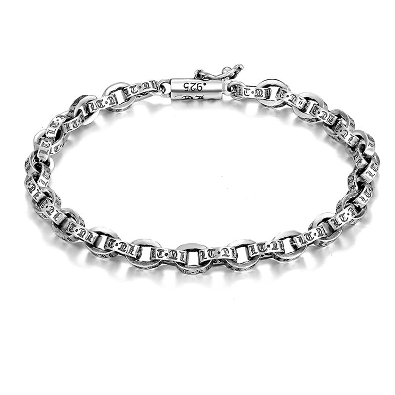 Braccialetto in metallo con design intagliato e creatività, in argento sterling 925, con Buddha Stones, Om Mani Padme Hum - image 1