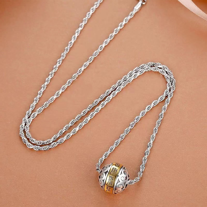 Collana con ciondolo girevole con amuleto inciso con mantra taoista a nove caratteri Buddha Stones Balance