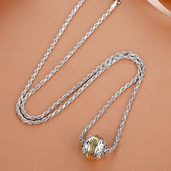 Collana con ciondolo girevole con amuleto inciso con mantra taoista a nove caratteri Buddha Stones Balance