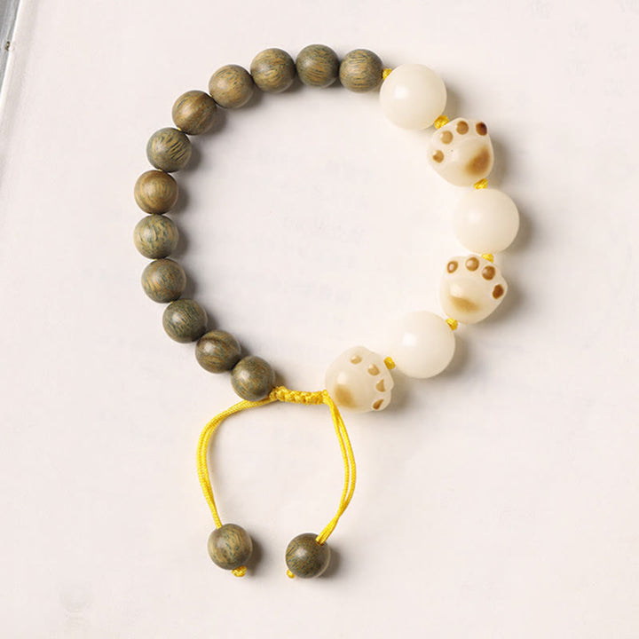 Braccialetto di cura per artigli di zampa di gatto con semi di Bodhi di sandalo verde naturale Buddha Stones - image 6