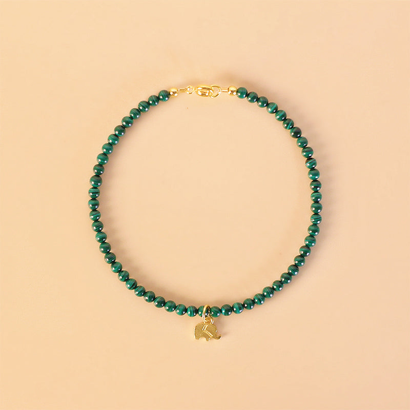 Braccialetto con ciondolo anti-ansia in malachite naturale con elefante Buddha Stones