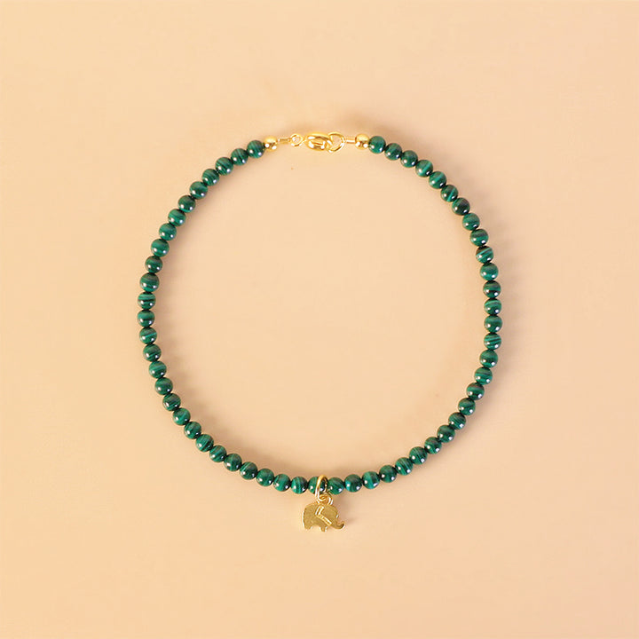 Braccialetto con ciondolo anti-ansia in malachite naturale con elefante Buddha Stones