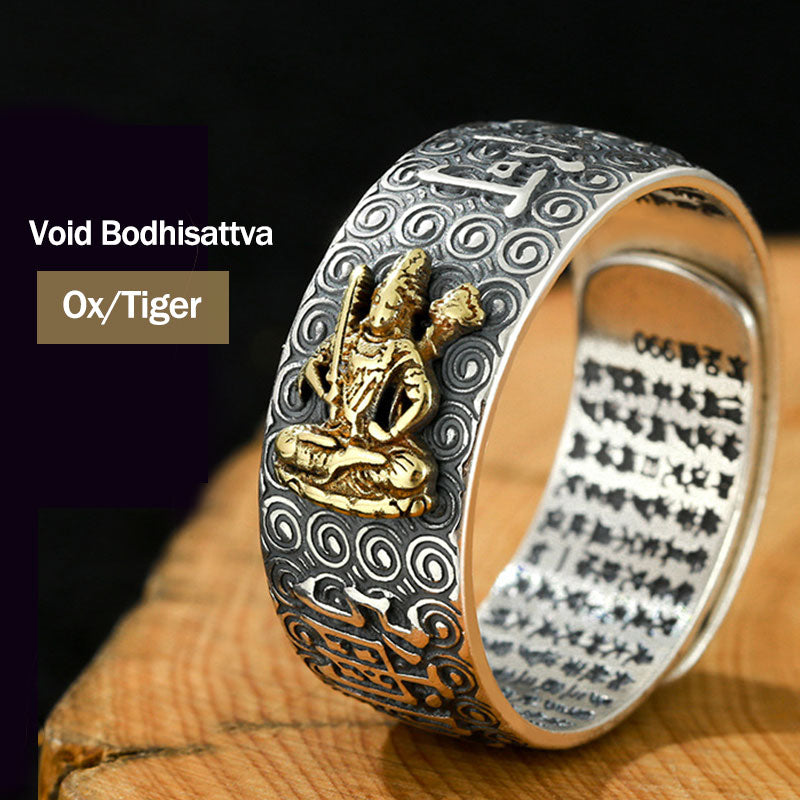 Buddha Stones Zodiaco cinese Buddha natale Ricchezza Fortuna Anello regolabile