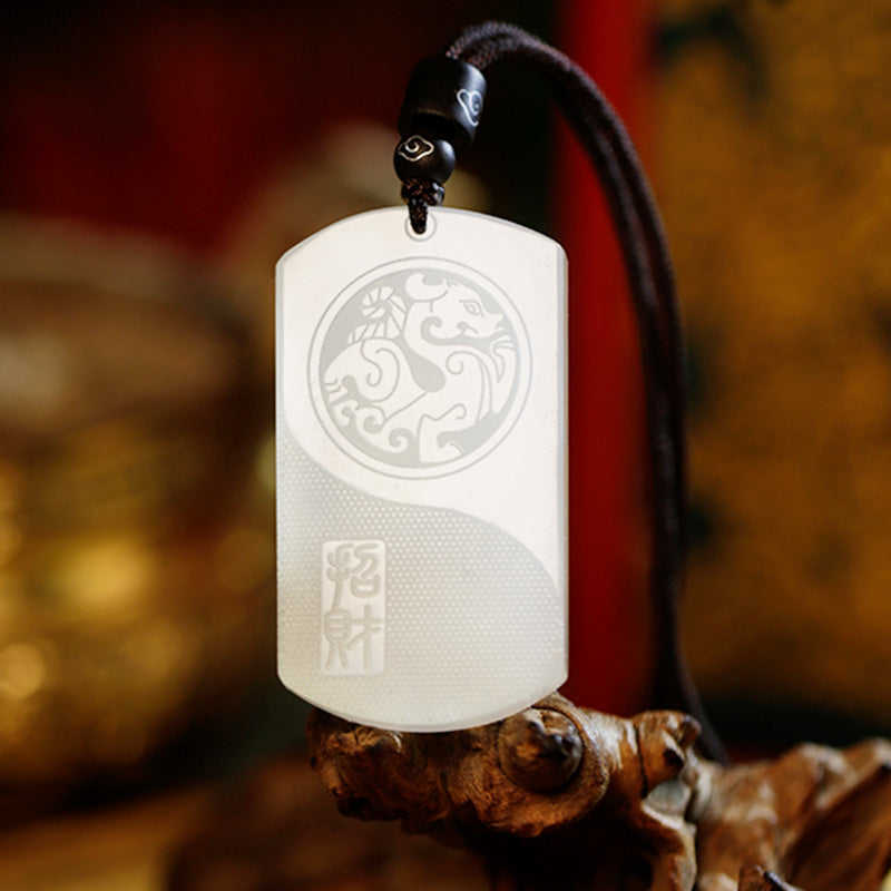 Collana con ciondolo di protezione della fortuna PiXiu Yin Yang in giada bianca - Giada bianca (Protezione ♥ Felicità) - image 1