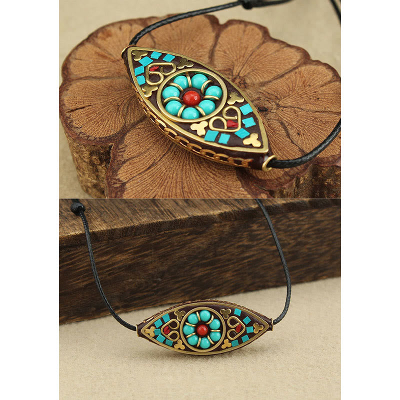 Buddha Stones con perline di turchese del Tibet, motivo marquise, protezione e forza